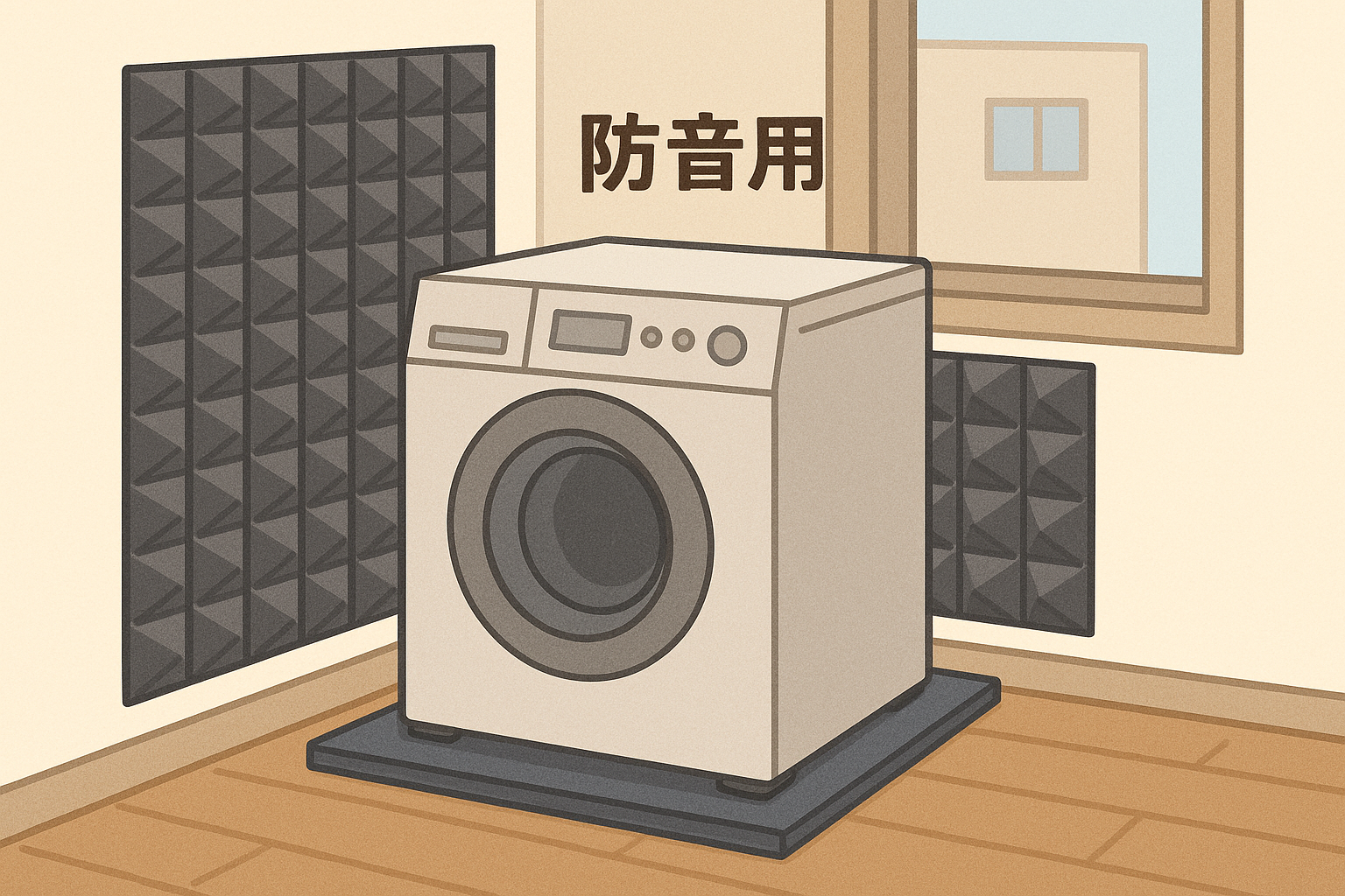 洗濯機を防音するイラスト