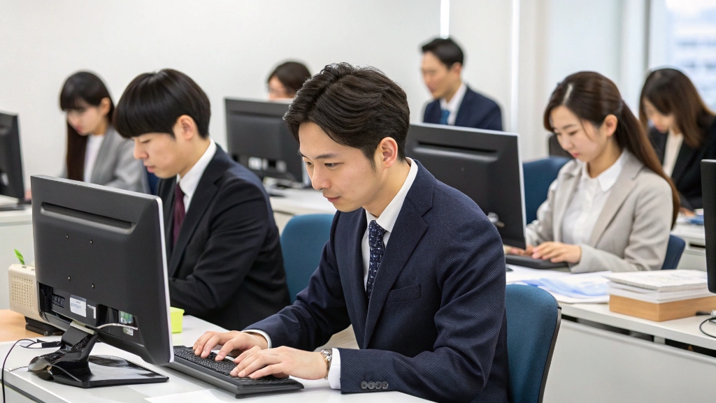 会社でマナーを守る男性