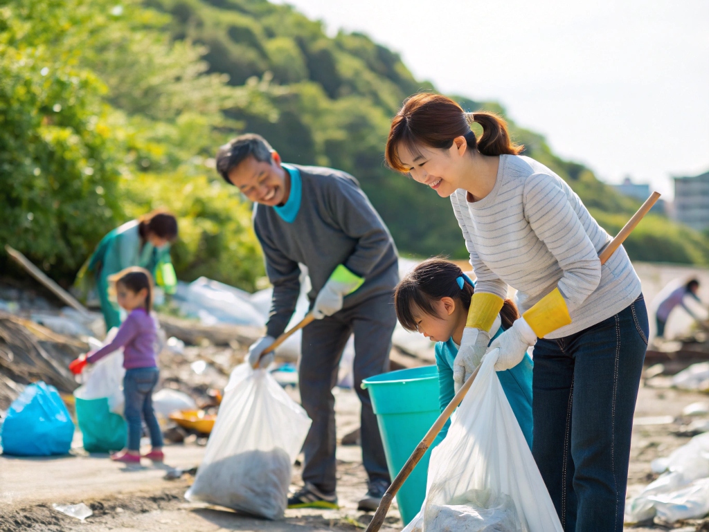ゴミ拾いする人たち