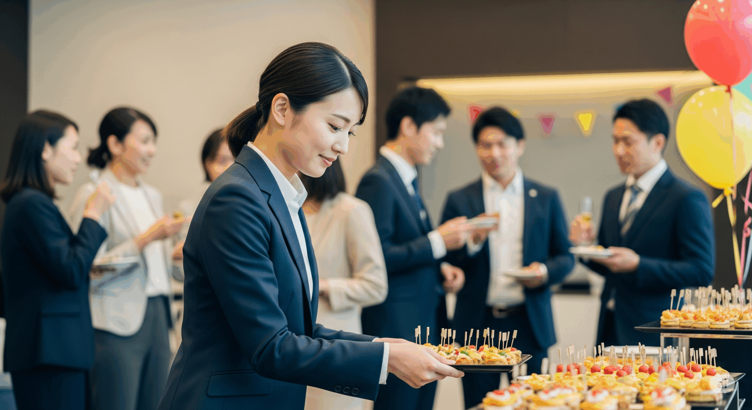 飲み会で取り分ける女性