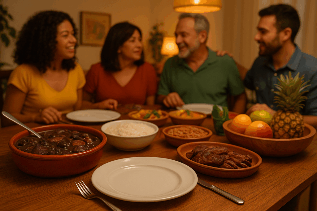 ブラジル人が食事する様子