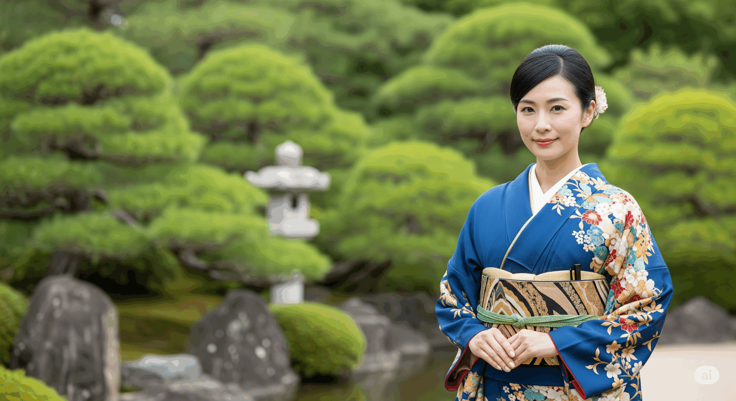 フォーマルな場面で女性が挨拶をしている