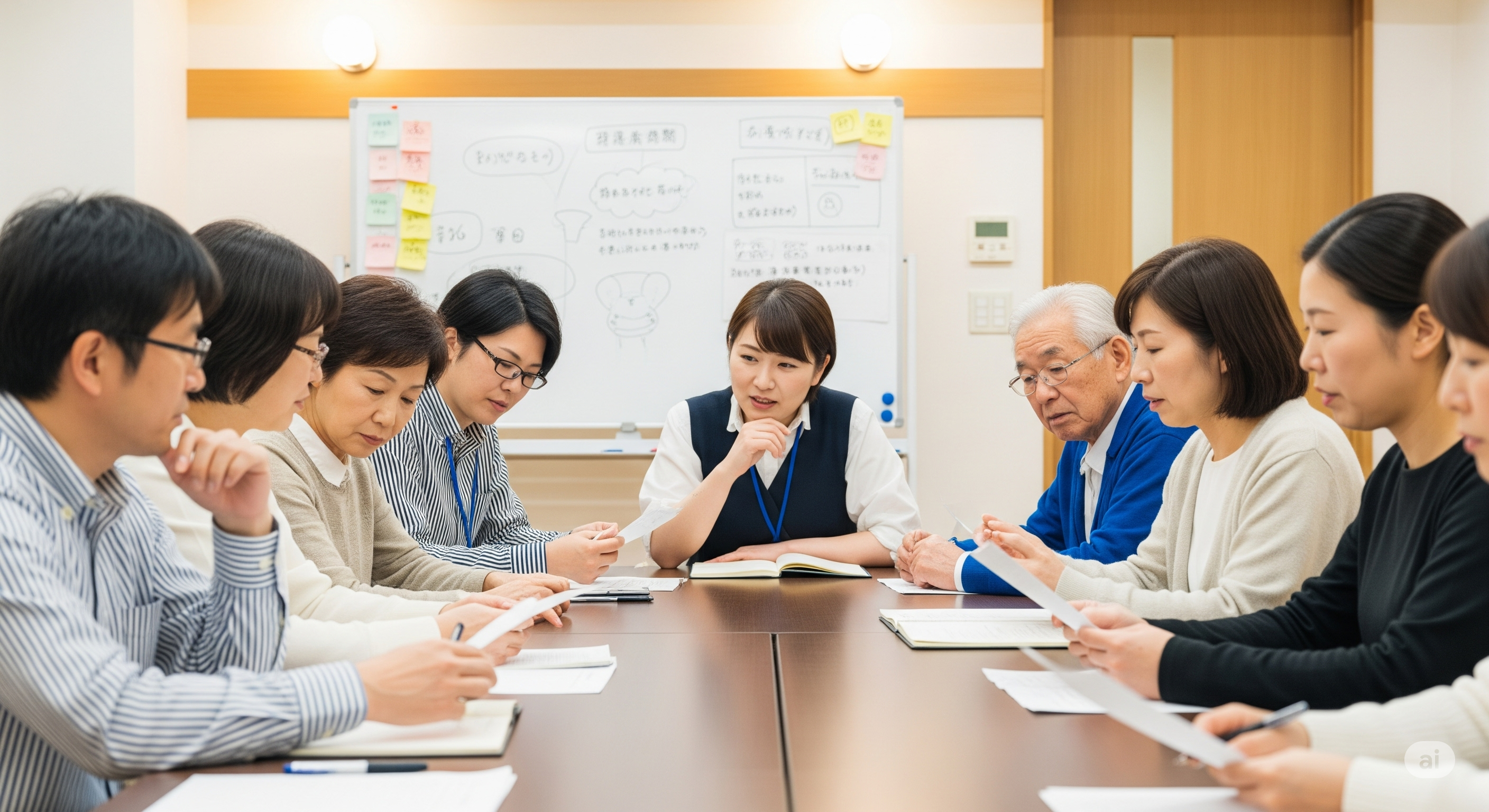 共用部分に関して会議する人たち