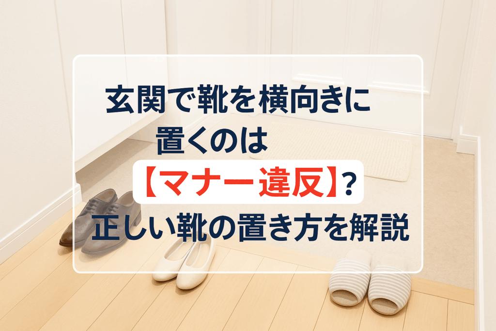 玄関で靴を横に脱ぐ