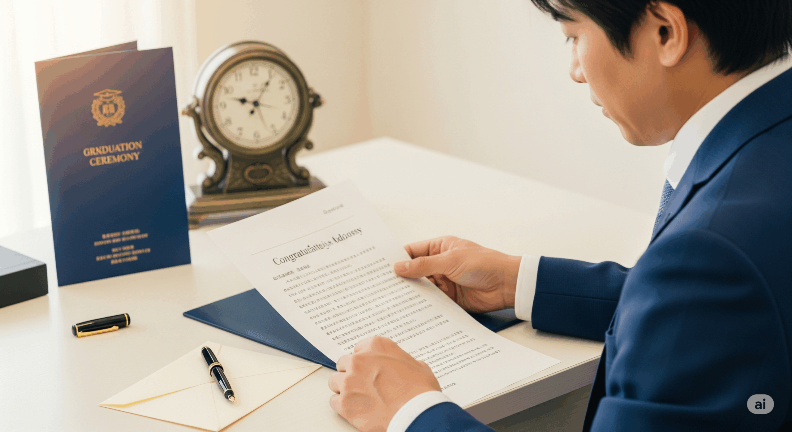 卒業式の準備をしている様子