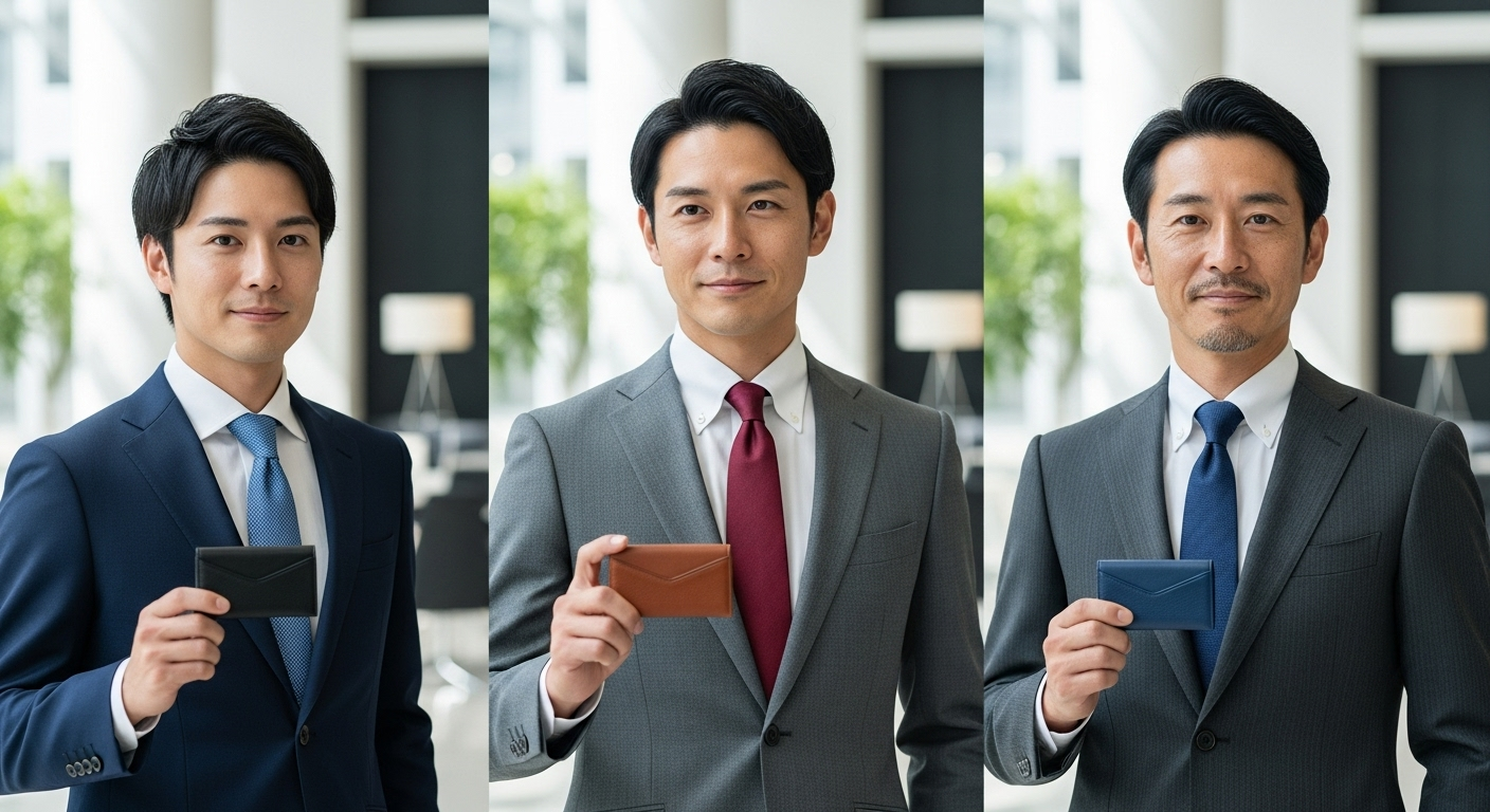 年代別のビジネスマンが並んで立っている構図