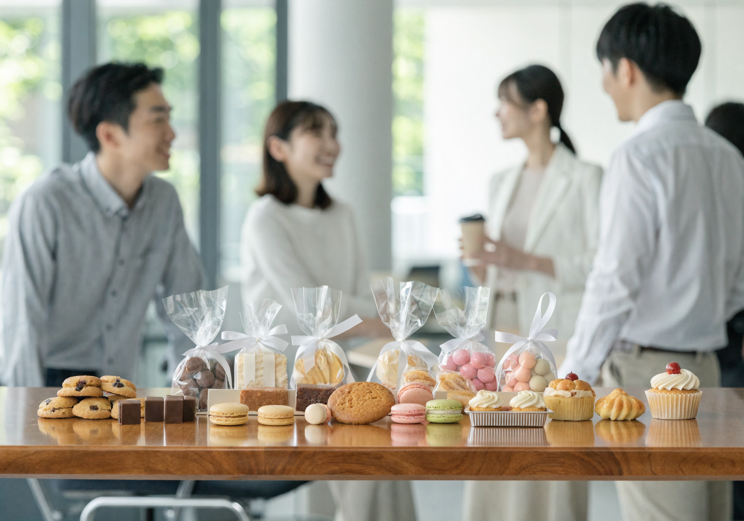 æãããªãã£ã¹ã®ãã¹ã¯äžã«ããã¯ã€ãããŒã®ãè¿ãçšãšããŠéžã°ããäžåãªçŒãèåããã§ã³ã¬ãŒãã®åå
è£
ã®ããããäŸ¡æ Œåž¯ã®éãå°ç®±ãè©°ãåãããšããŠãã©ã³ã¹ãã䞊ãã§ããæ§åã